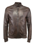 Men's Dark Brown Leather Bomber Jacket - Napoli | Leather Trend