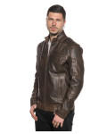 Biker in Pelle da Uomo Testa di Moro - Attila | Leather Trend
