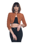 Women's Orange Suede Shrug - Bolero | Leather Trend