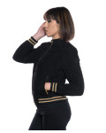 Women's Black Suede Bomber Jacket - Vittoria | Leather Trend