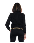 Women's Black Suede Bomber Jacket - Vittoria | Leather Trend