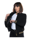 Women's Black Suede Bomber Jacket - Vittoria | Leather Trend