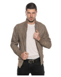 Men's Taupe Suede Bomber Jacket – David | Leather Trend