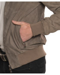 Men's Taupe Suede Bomber Jacket – David | Leather Trend