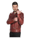 Men's Bordeaux Leather Three-Pocket Perfecto - Armando | Leather Trend