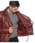 Men's Bordeaux Leather Three-Pocket Perfecto - Armando | Leather Trend