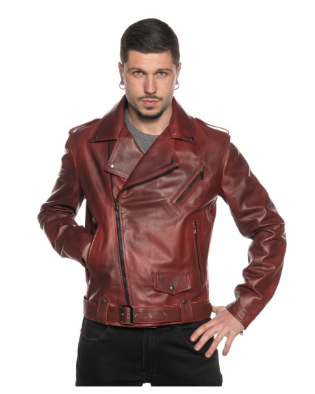 Chiodo Tre Tasche Bordeaux Uomo in Pelle - Armando | Leather Trend
