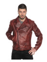Men's Bordeaux Leather Three-Pocket Perfecto - Armando | Leather Trend