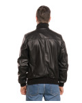 Men’s Black Leather Bomber Jacket - Marcello | Leather Trend