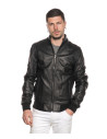 Men's Black Leather Bomber Jacket - Napoli | Leather Trend