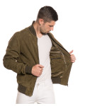 Men's Light Green Suede Leather Bomber Jacket – David | Leather Trend