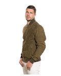 Men's Light Green Suede Leather Bomber Jacket – David | Leather Trend