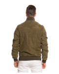 Men's Light Green Suede Leather Bomber Jacket – David | Leather Trend
