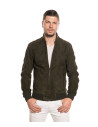 Men's Green Suede Leather Bomber Jacket – David | Leather Trend