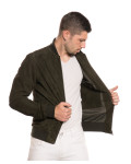 Men's Green Suede Leather Bomber Jacket – David | Leather Trend