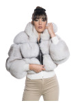 Giacca donna mod. Alice Bis Bianca in vera pelle e pelliccia 100% made in Italy