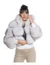 Giacca donna mod. Alice Bis Bianca in vera pelle e pelliccia 100% made in Italy