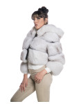 Giacca donna mod. Alice Bis Bianca in vera pelle e pelliccia 100% made in Italy
