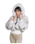Giacca donna mod. Alice Bis Bianca in vera pelle e pelliccia 100% made in Italy