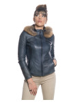Women's Blue Leather Jacket – Michelina Cap | Leather Trend