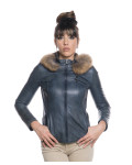 Women's Blue Leather Jacket – Michelina Cap | Leather Trend