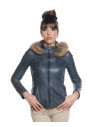 Giacca in Pelle Donna Blu – Michelina Cap | Leather Trend
