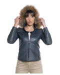 Women's Blue Leather Jacket – Michelina Cap | Leather Trend