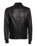 Men's Black Leather Bomber Jacket - Napoli | Leather Trend