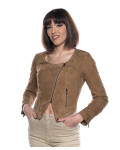 Elena - Women's Vest Sleeveless in Genuine Ligth Brown Suede Leather 100% made in Italy