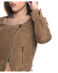 Elena - Women's Vest Sleeveless in Genuine Ligth Brown Suede Leather 100% made in Italy