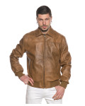 Bomber in Pelle da Uomo Cuoio - Fonzie | Leather Trend