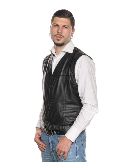 Men's black leather vest - Gianni | Leather Trend 2