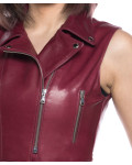 Gilet Donna Bordeaux in Pelle – Kiki | Leather Trend