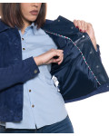 Giacca Donna Blu in Pelle Camoscio – Giusy | Leather Trend