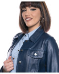 Giacca Donna Blu in Pelle – Giusy | Leather Trend