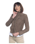 Biker in Camoscio Donna Fango - Kelly | Leather Trend