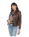 Kelly - Giacca Biker Donna in Pelle Marrone