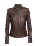 Kelly - Giacca Biker Donna in Pelle Marrone