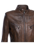 Kelly - Giacca Biker Donna in Pelle Marrone