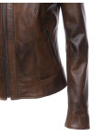Kelly - Giacca Biker Donna in Pelle Marrone