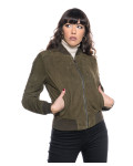 Bomber Donna Verde in Pelle Camoscio - Malesia | Leather Trend