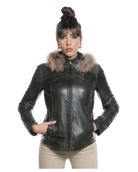 Women's Green Leather Jacket – Michelina Cap | Leather Trend
