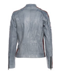 Biker in Pelle Tamponata Grigio – Raven | Leather Trend