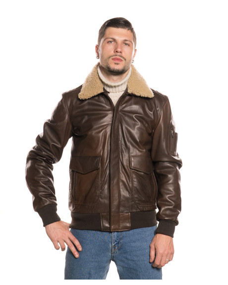 Bomber in pelle e montone da uomo - Leo | Leather Trend