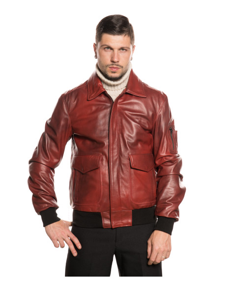 Men's Leather Bomber Jacket - Leo | Leather Trend