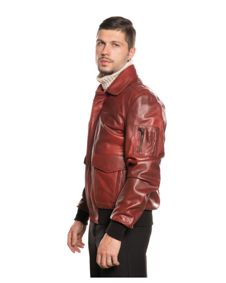 Men's Leather Bomber Jacket - Leo | Leather Trend 2