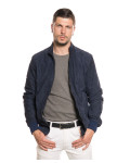 Men's Dark Blue Suede Bomber Jacket – Victor | Leather Trend