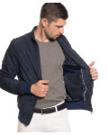 Men's Dark Blue Suede Bomber Jacket – Victor | Leather Trend