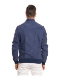 Men's Blue Suede Bomber Jacket – Victor | Leather Trend