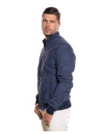 Men's Blue Suede Bomber Jacket – Victor | Leather Trend
